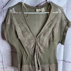 Daytrip Olive Green Button Cardigan Sz L